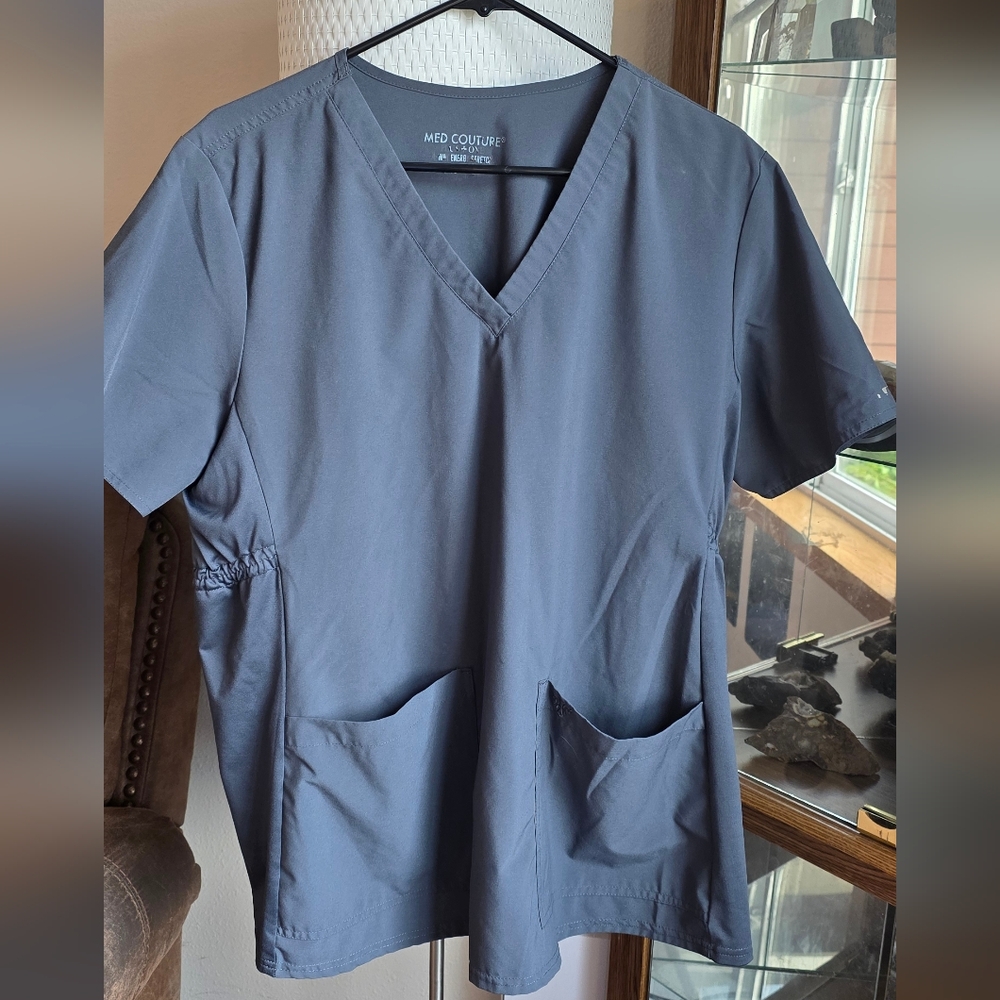 Med Couture Grey Maternity Scrub Top
